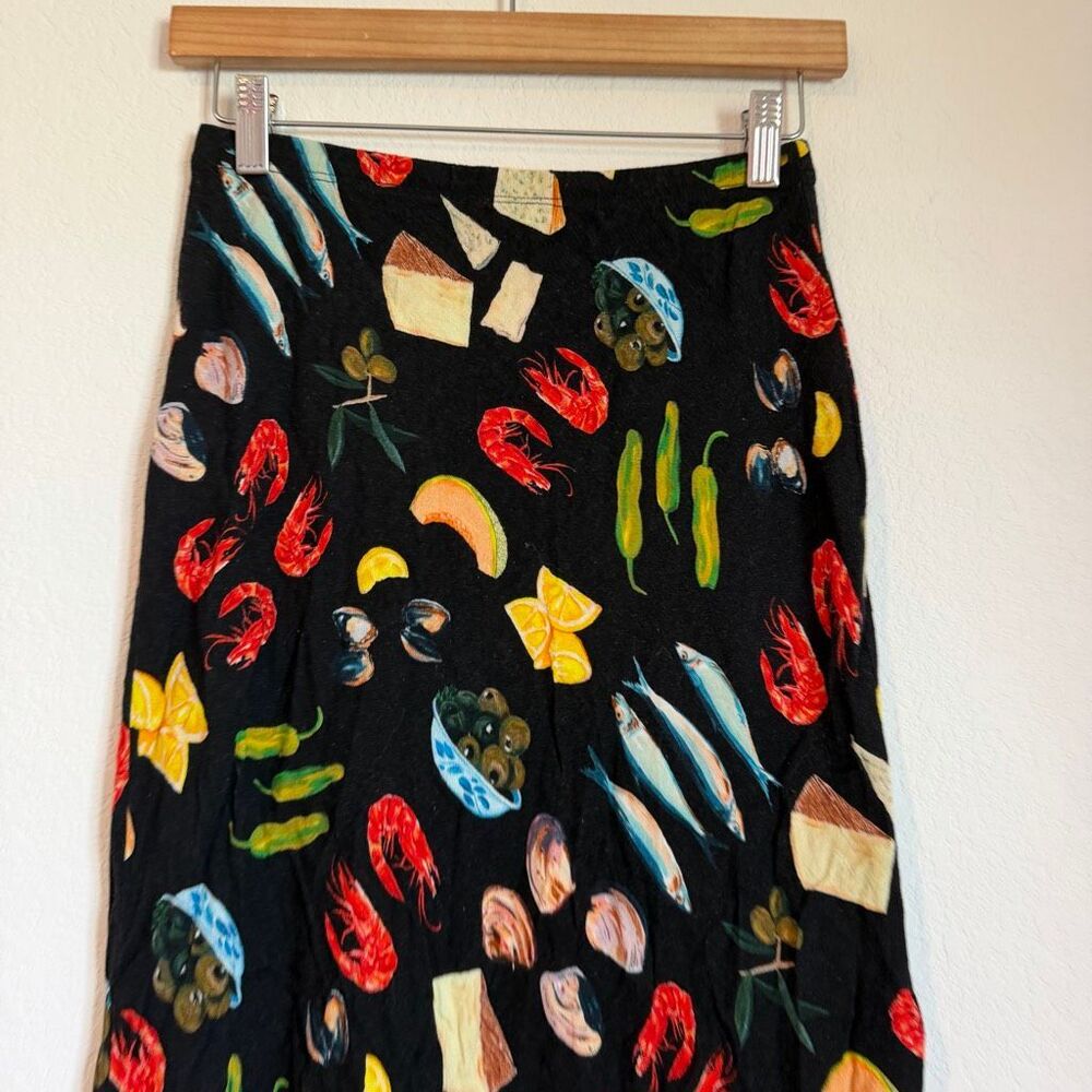 Lisa Says Gah Seafood Sandy Linen Midi Skirt Women's Size Small - Picture 3 of 6